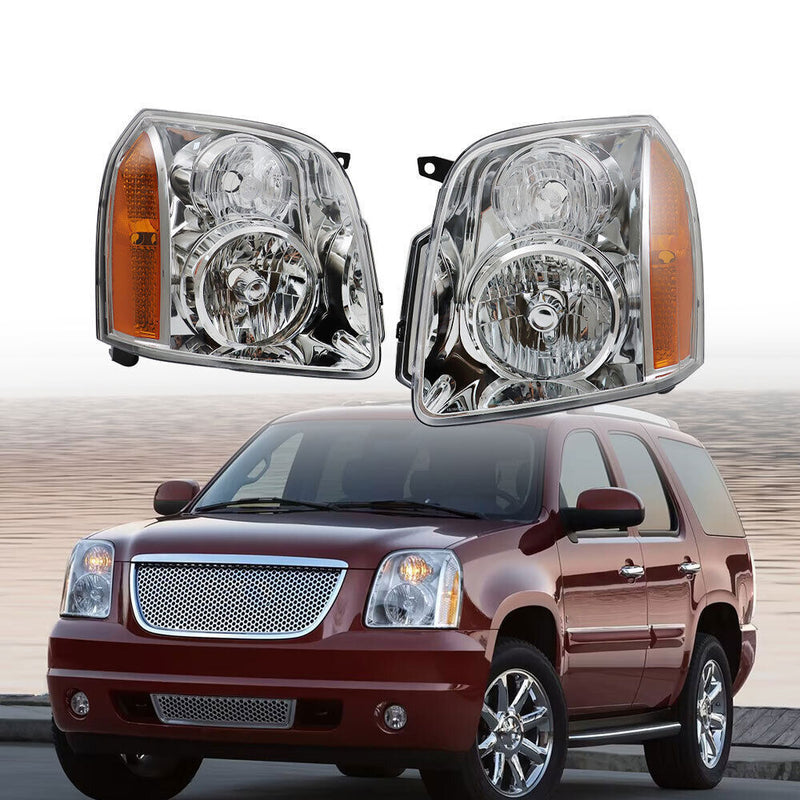 DURAFORCE Left+Right Headlights For 2007-2014 GMC Yukon Denali XL1500 2500 Halogen