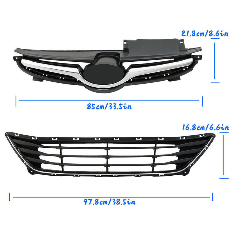 DURAFORCE Upper Lower Grille W/Bumper Brackets Set For Hyundai Elantra 2014-2016