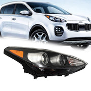 DURAFORCE Right Headlight For 2017-2019 Kia Sportage Halogen w/LED DRL Black RH