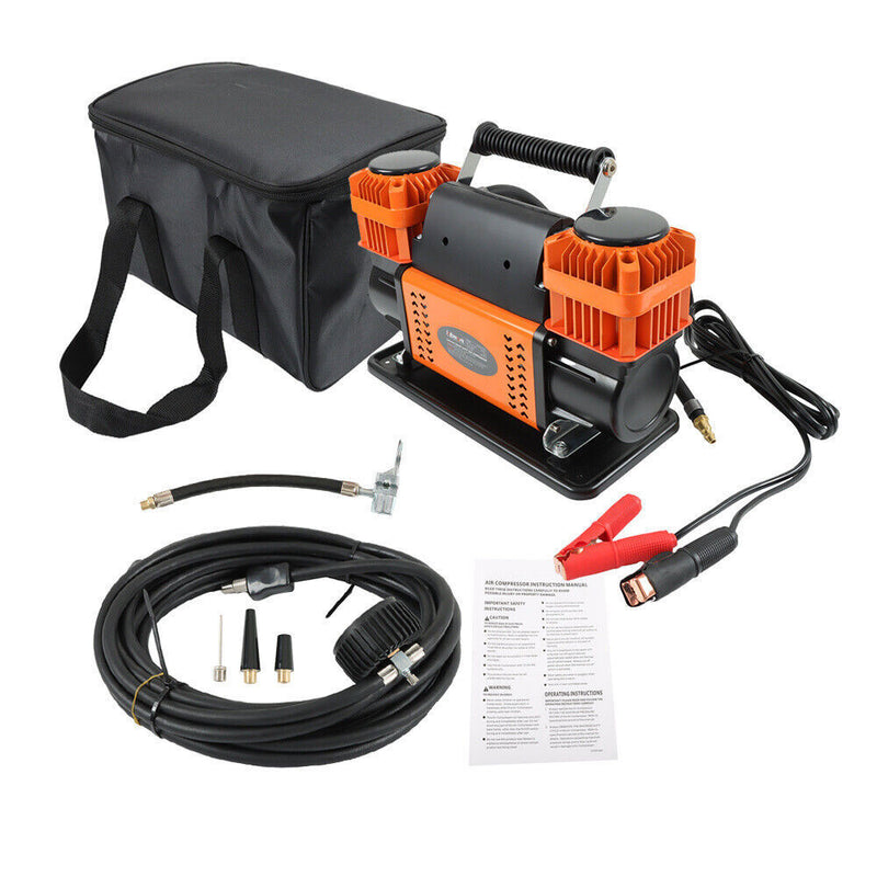DURAFORCE 12V Heavy Duty Dual Cylinder Portable Inflator For Truck Tires RV