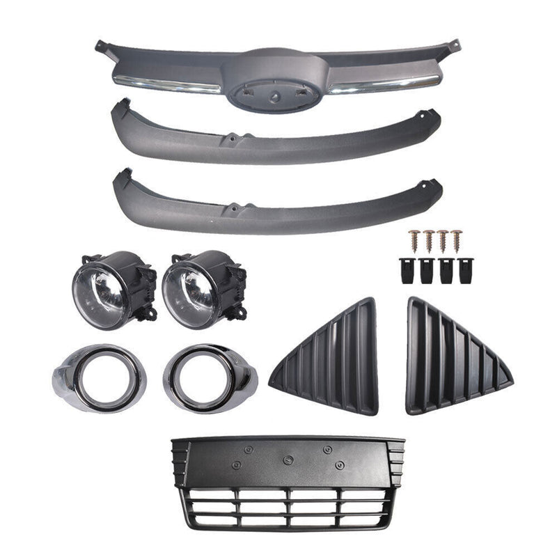 DURAFORCE Front Bumper Cover & Grille Fog Lights Assembly For 2012-2014 Ford Focus