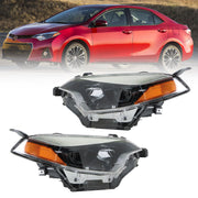 DURAFORCE Left&Right Side Headlight Halogen Headlamps For 2014-2016 Toyota Corolla