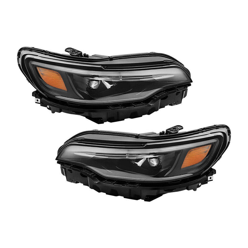 DURAFORCE Right+Left Headlight For 2019-2022 Jeep Cherokee Black LED W/ Ballast