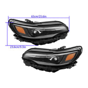 DURAFORCE Right+Left Headlight For 2019-2022 Jeep Cherokee Black LED W/ Ballast