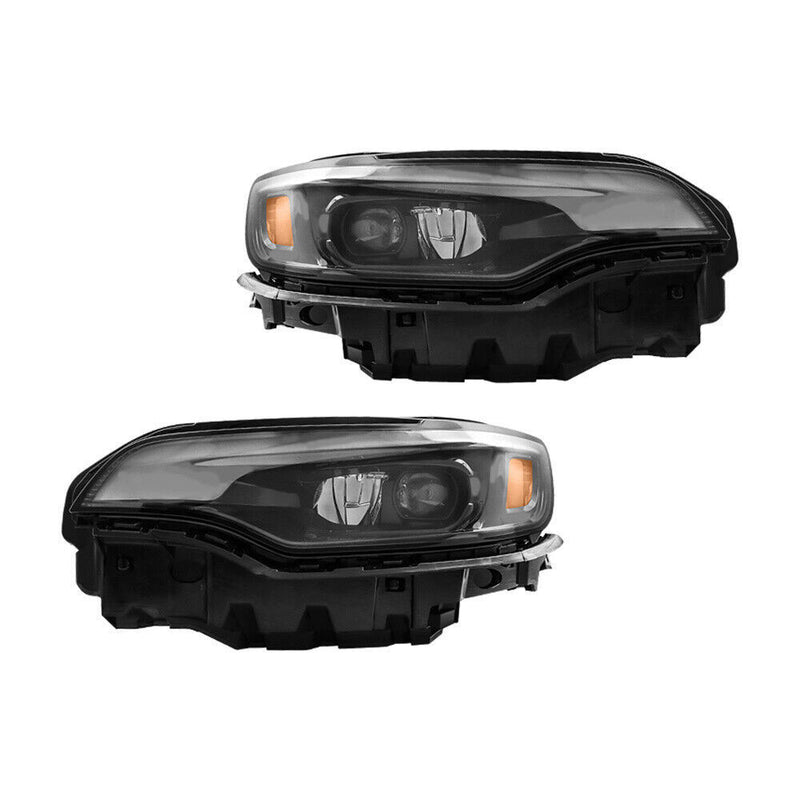 DURAFORCE Right+Left Headlight For 2019-2022 Jeep Cherokee Black LED W/ Ballast