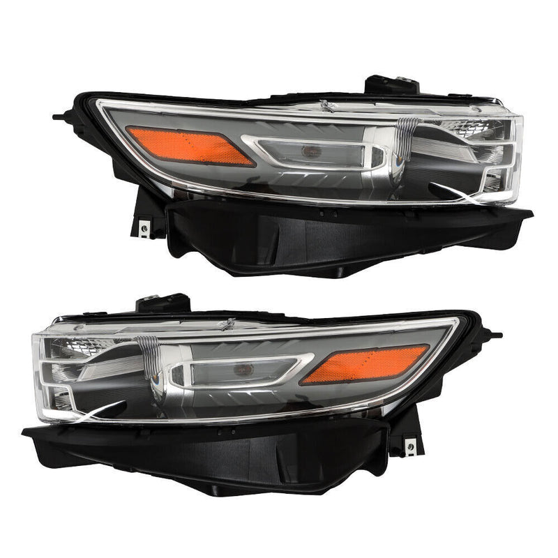DURAFORCE Left+Right Headlights For 2013 2014-2016 Ford Taurus Halogen W/Gray Trim