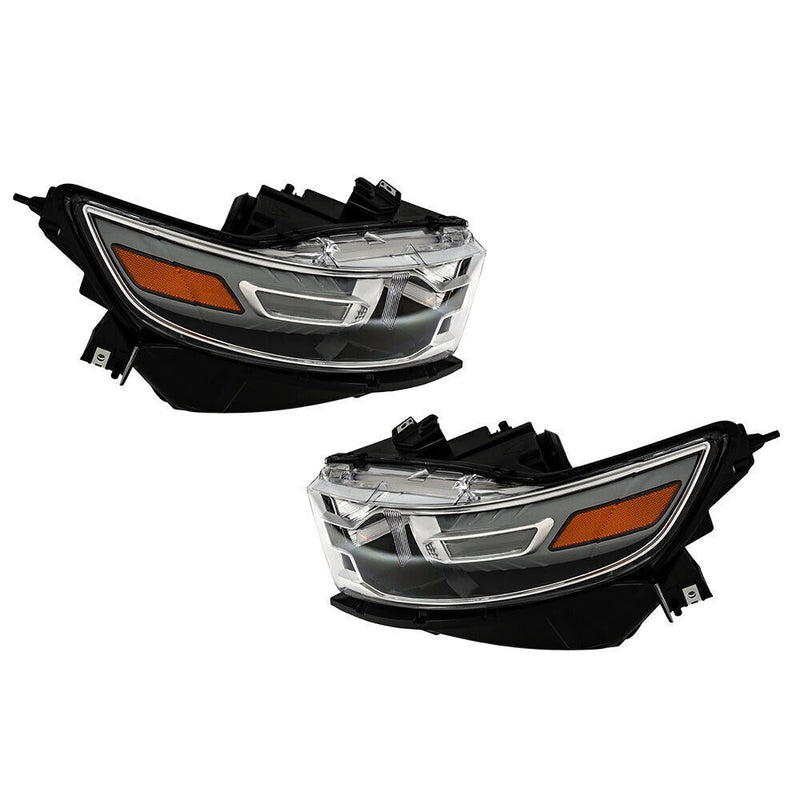 DURAFORCE Left+Right Headlights For 2013 2014-2016 Ford Taurus Halogen W/Gray Trim