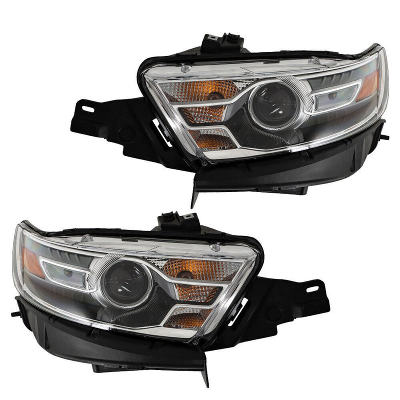 DURAFORCE Left+Right Headlights For 2013 2014-2016 Ford Taurus Halogen W/Gray Trim