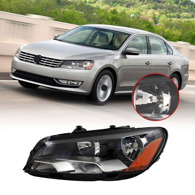 DURAFORCE Left Headlight For 2012-2015 Volkswagen Passat Haloge Headlamp LH Drive