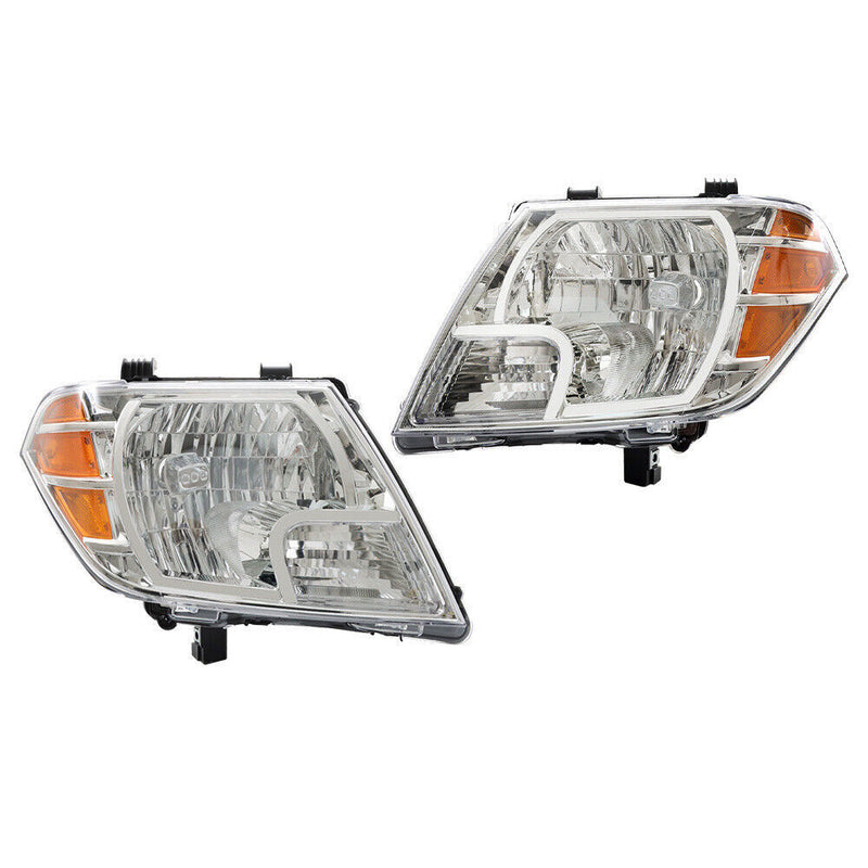 DURAFORCE Left+Right Headlight For 2009-2021 Nissan Frontier Truck Chrome Halogen