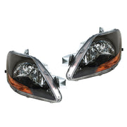 DURAFORCE Left+Right Headlight For 2007-12 Toyota Yaris Halogen Type Black Housing