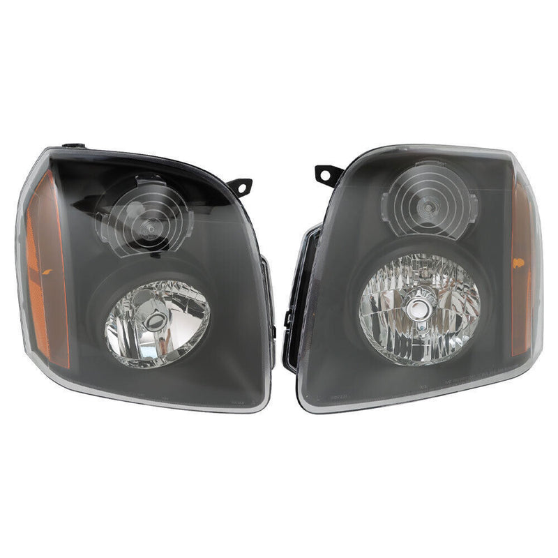 DURAFORCE Left+Right Headlights For 2007-2014 GMC Yukon Denali XL1500 2500 Black