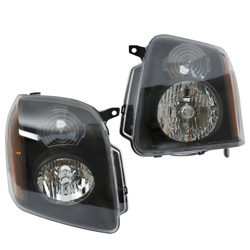 DURAFORCE Left+Right Headlights For 2007-2014 GMC Yukon Denali XL1500 2500 Black