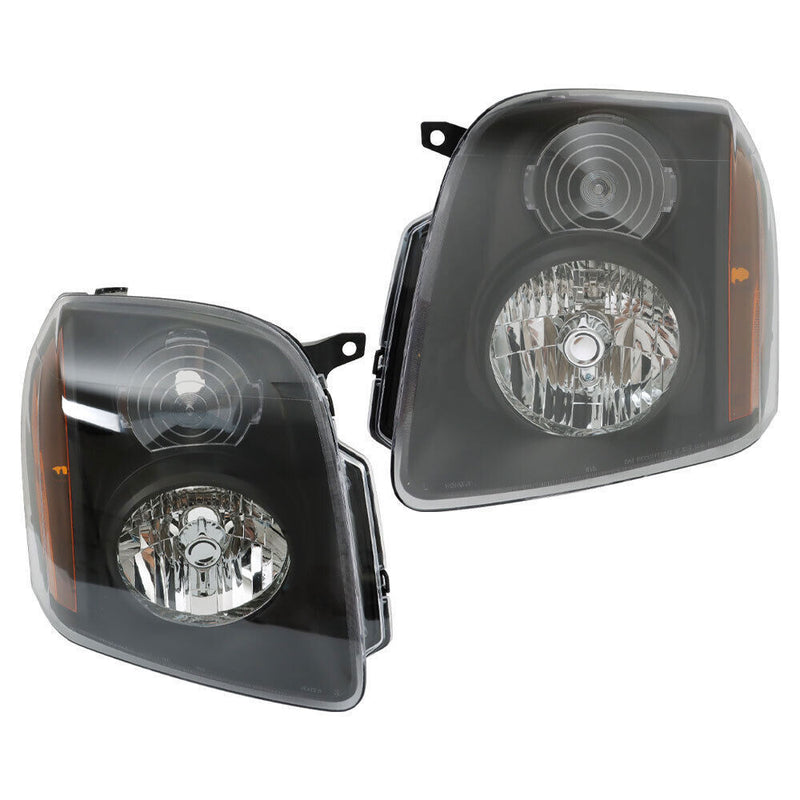 DURAFORCE Left+Right Headlights For 2007-2014 GMC Yukon Denali XL1500 2500 Black