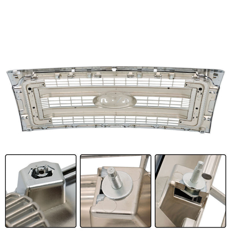DURAFORCE Front Bumper Grille For 2009-2014 Ford F150 Truck Chrome Grille