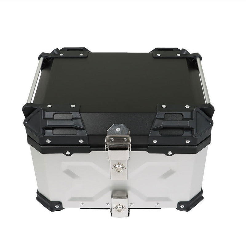 DURAFORCE Silver Motorcycle Luggage Waterproof Tail Box Top Case Scooter Trunk Storage 45L