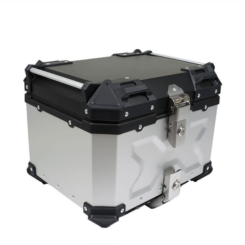 DURAFORCE Silver Motorcycle Luggage Waterproof Tail Box Top Case Scooter Trunk Storage 45L