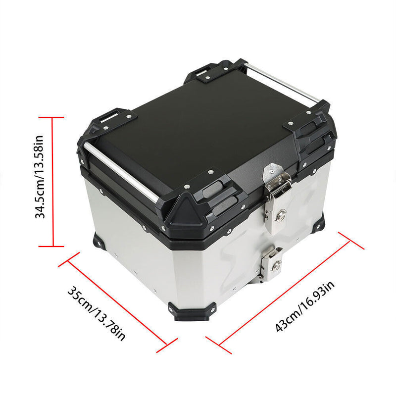 DURAFORCE Silver Motorcycle Luggage Waterproof Tail Box Top Case Scooter Trunk Storage 45L