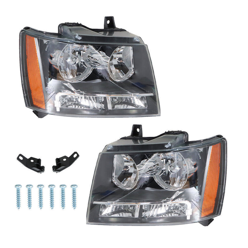 DURAFORCE Right+Left Headlights For 2007-14 Avalanche/Suburban/Tahoe Amber Corner