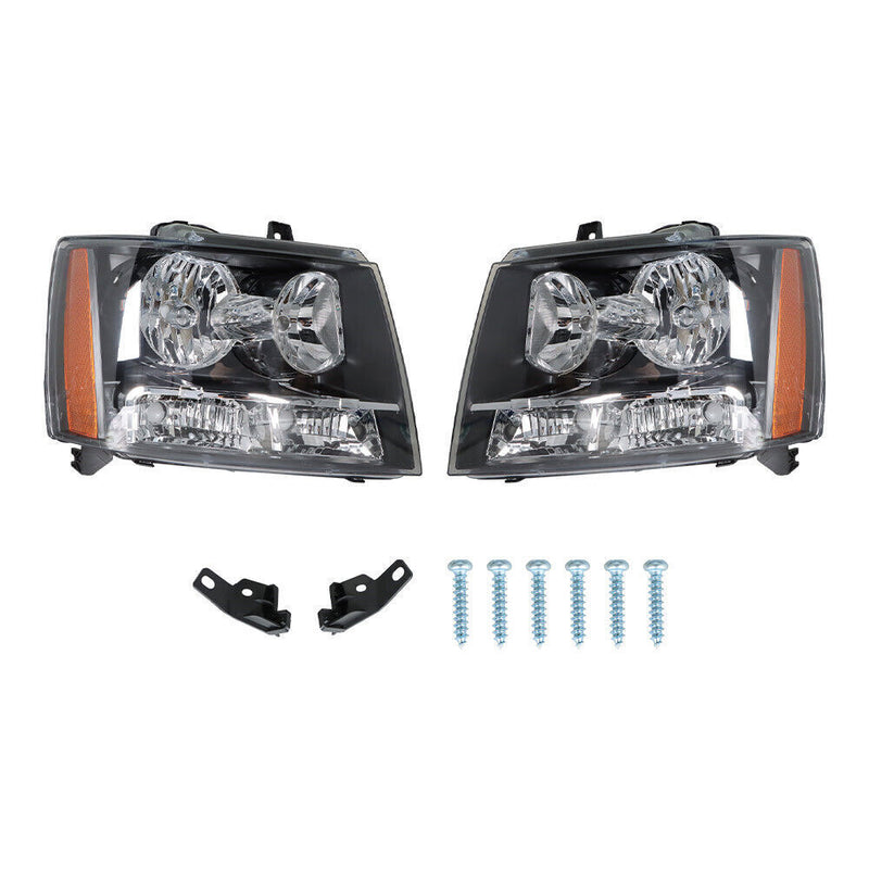 DURAFORCE Right+Left Headlights For 2007-14 Avalanche/Suburban/Tahoe Amber Corner