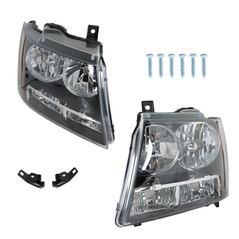 DURAFORCE Right+Left Headlights For 2007-14 Avalanche/Suburban/Tahoe Amber Corner