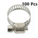 DURAFORCE 100 × 1/2"-3/4" Adjustable Stainless Steel Drive Hose Clamps Fuel Line Worm Clip