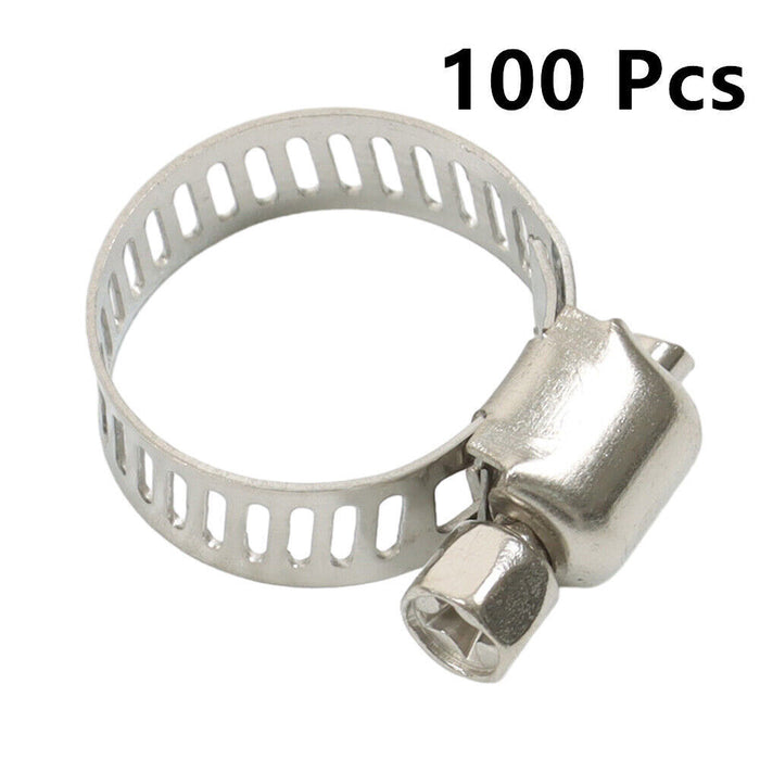 DURAFORCE 100 × 1/2"-3/4" Adjustable Stainless Steel Drive Hose Clamps Fuel Line Worm Clip