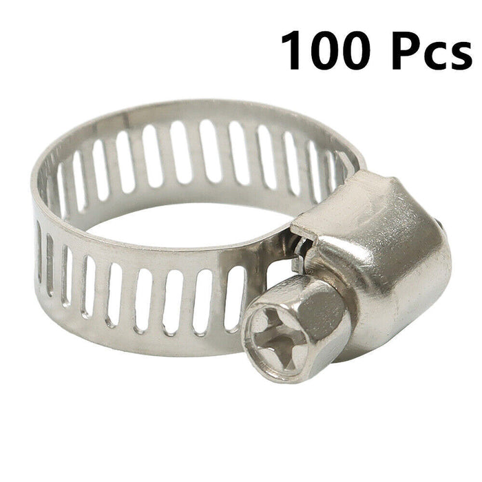 DURAFORCE 100 × 1/2"-3/4" Adjustable Stainless Steel Drive Hose Clamps Fuel Line Worm Clip
