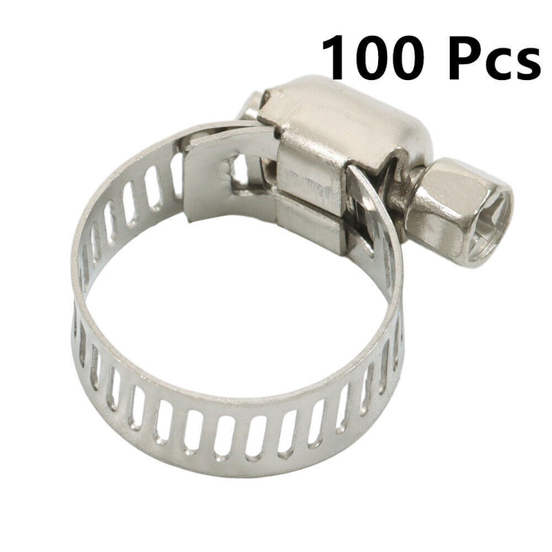 DURAFORCE 100 × 1/2"-3/4" Adjustable Stainless Steel Drive Hose Clamps Fuel Line Worm Clip