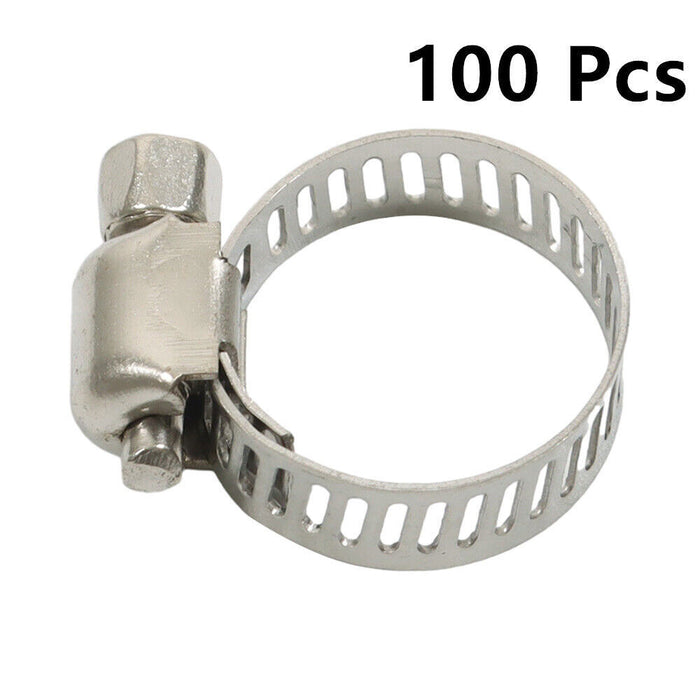 DURAFORCE 100 × 1/2"-3/4" Adjustable Stainless Steel Drive Hose Clamps Fuel Line Worm Clip