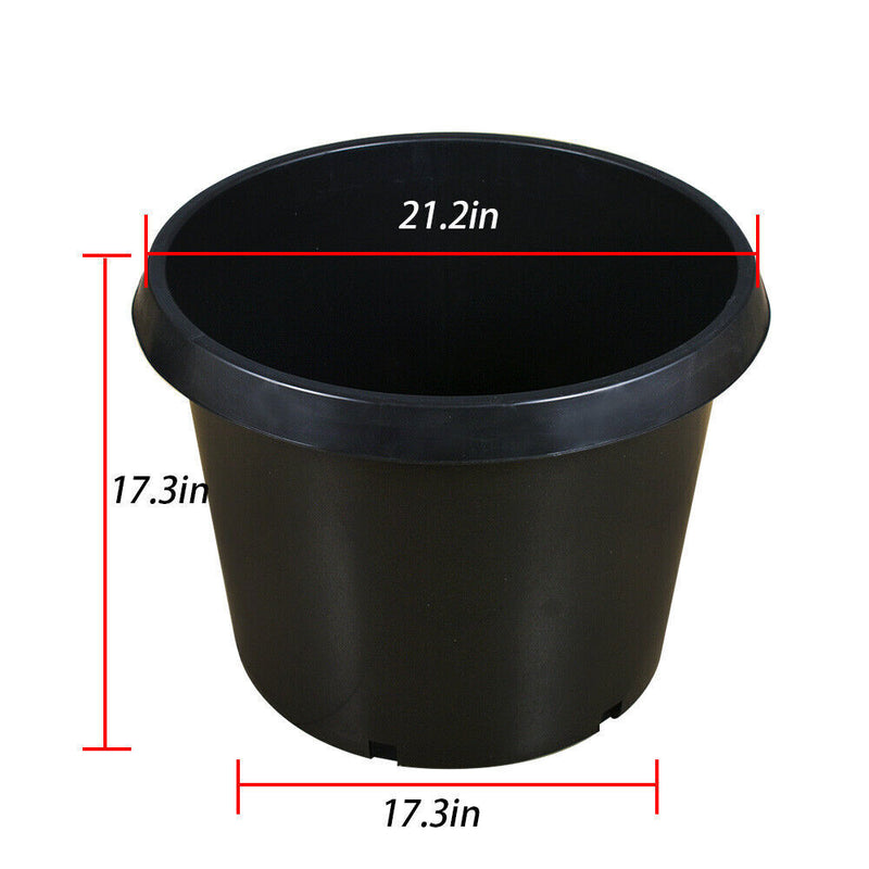 DURAFORCE 5Pcs Black Injection Molding Plant Flower Pot Nursery Containers 20 Gallon