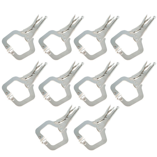 DURAFORCE 10Pack 11" Heavy Duty Swivel Pad Locking C-Clamp Locking Pliers With Swivel Pads