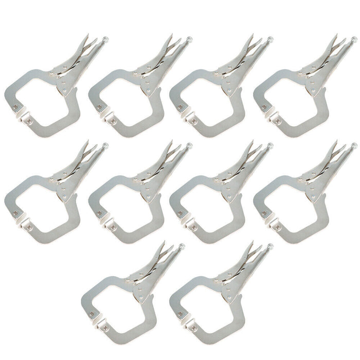DURAFORCE 10Pack 11" Heavy Duty Swivel Pad Locking C-Clamp Locking Pliers With Swivel Pads