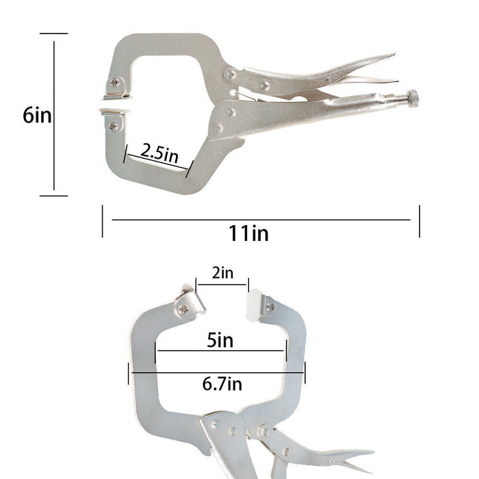 DURAFORCE 10Pack 11" Heavy Duty Swivel Pad Locking C-Clamp Locking Pliers With Swivel Pads