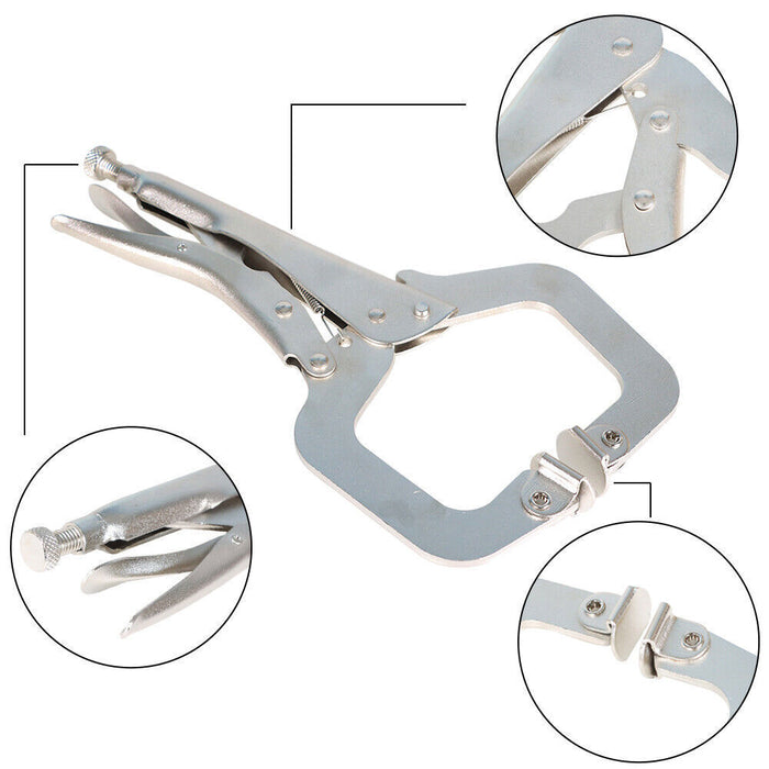 DURAFORCE 10Pack 11" Heavy Duty Swivel Pad Locking C-Clamp Locking Pliers With Swivel Pads