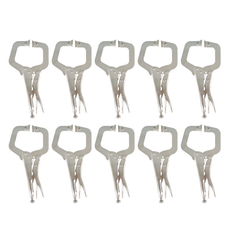 DURAFORCE 10Pack 11" Heavy Duty Swivel Pad Locking C-Clamp Locking Pliers With Swivel Pads