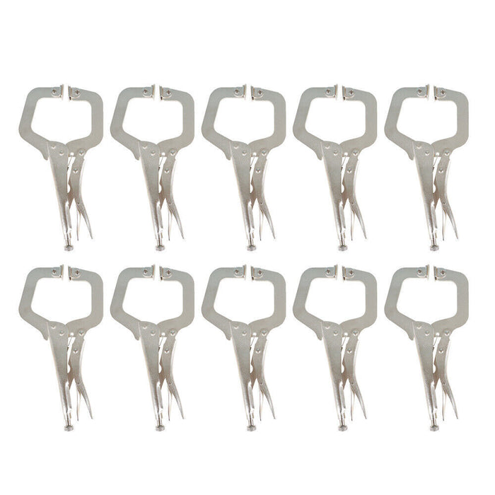 DURAFORCE 10Pack 11" Heavy Duty Swivel Pad Locking C-Clamp Locking Pliers With Swivel Pads