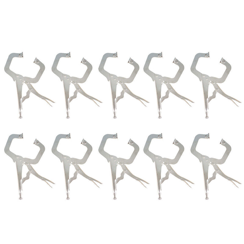 DURAFORCE 10Pack 11" Heavy Duty Swivel Pad Locking C-Clamp Locking Pliers With Swivel Pads