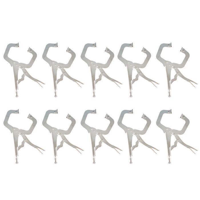 DURAFORCE 10Pack 11" Heavy Duty Swivel Pad Locking C-Clamp Locking Pliers With Swivel Pads