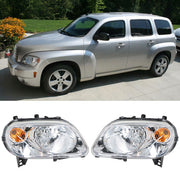 DURAFORCE Right+Left Headlight For 2006-2011 Chevy HHR Halogen Type Chrome Housing
