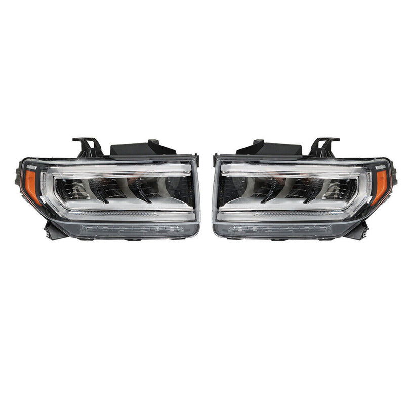 DURAFORCE Left+Right Headlight For 2020-23 GMC Acadia SL/SLE Full LED Chrome Clear