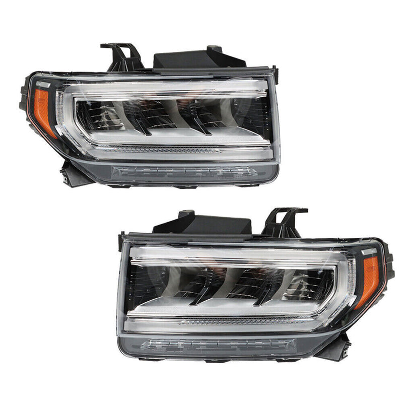DURAFORCE Left+Right Headlight For 2020-23 GMC Acadia SL/SLE Full LED Chrome Clear