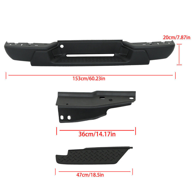DURAFORCE Black Steel Rear Bumper For 2004-2007 Chevrolet Colorado GMC Canyon