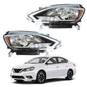 DURAFORCE Left+Right Headlights For 2016-2018 Nissan Sentra Halogen Type Projector
