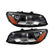 DURAFORCE Left+Right Side Headlight For 2012-2015 Volkswagen Passat Halogen Black