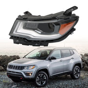 DURAFORCE Left Side Headlight For 2017-2021 Jeep Compass HID/Xenon Black LED DRL