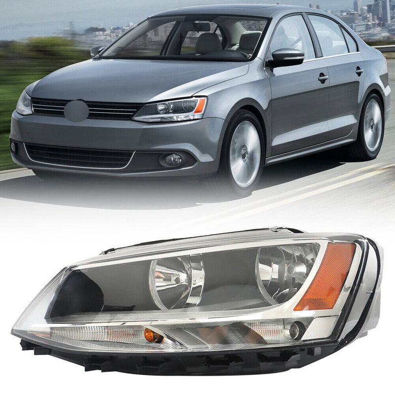 DURAFORCE Left Headlight For 2011-2018 Volkswagen Jetta Halogen Type Black Housing