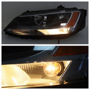 DURAFORCE Left Headlight For 2011-2018 Volkswagen Jetta Halogen Type Black Housing