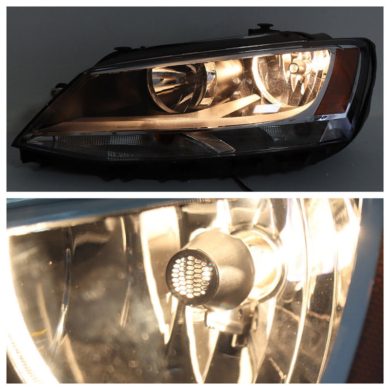 DURAFORCE Left Headlight For 2011-2018 Volkswagen Jetta Halogen Type Black Housing