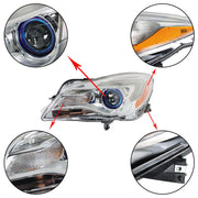 DURAFORCE Left Headlight For 2014-2017 Buick Regal Halogen Chrome Housing Clear